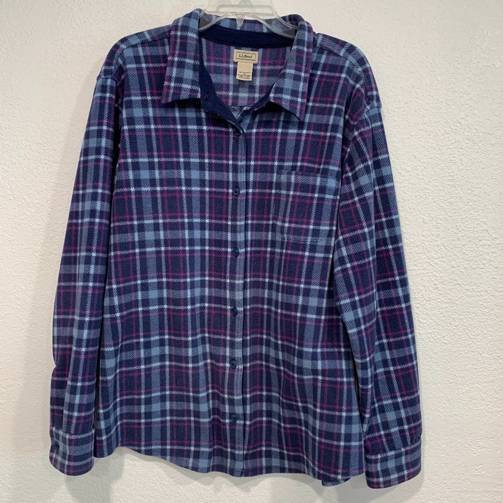 L.L. Bean Blue and Purple Plaid Button Down Shirt